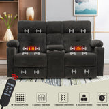Consofa Power Reclining Loveseat with Console, Power Loveseat Recliner Sofa with Heat and Massage, Extended Footrest, Reclining Loveseat with Cup Holders, Lumbar Support for Living Room, RV Loveseat Consofa