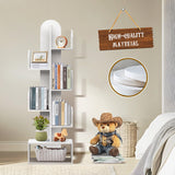 DOZILY Cactus Tree Bookshelf, 5-Tier Wood 50" Tall Book Storage Rack for CDs/Movies/Books, Small Space-Saving Organizer Shelves for Living Room, Bedroom, Home Office (White) DOZILY