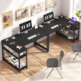 EnHomee 47" Computer Desk with Power Outlets,L Shaped Desk with Storage Shelves,Home Offic Corner Desk for Work,Writing Study Desk with Gaming Desk for Bedroom Office Dorm,Black EnHomee