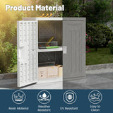 Amopatio Outdoor Storage Cabinet with 1 Shelf, Resin Storage Cabinet Waterproof, Plastic Patio Storage Shed All Weather Use for Tools, Cleaning Supplies, 19.7" D x 29.5" W x35.4 H, Grey Amopatio