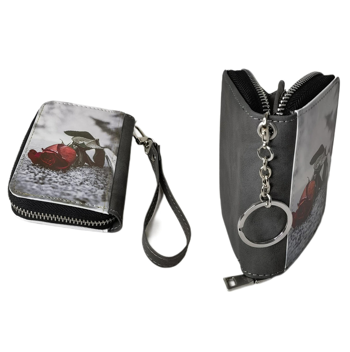 Sublimation Small Coin purse Women's Wallet Leather Coin credit Card holder Diy Craft (Gray) WoodArtSupply