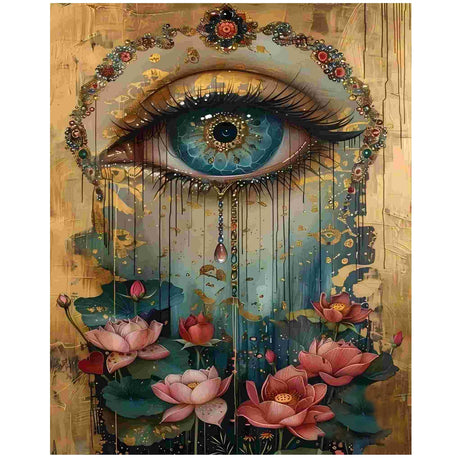 xcemhil Paint by Numbers Kit for Adults Eye, Paint by Number Eye and Lotus, Paint by Numbers Kit for Adults Beginner for Gift and Home Wall Decor 16x20 Inch xcemhil