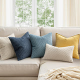 MIULEE Pack of 2 Decorative Throw Pillow Covers 18x18 Inch Soft Boho Striped Textured Corduroy Pillow Covers Modern Farmhouse Home Decor for Couch Bed Sofa Living Room Cream White MIULEE