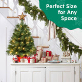 Pre-lit Artificial Mini Christmas Tree | Leeheeyee 2ft Tabletop Christmas Tree with 50 LED Lights, Battery Operated Small Xmas Pine Tree with Burlap Base for Table Desk Home Christmas Decor leeheeyee