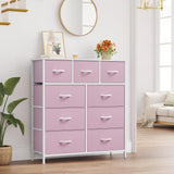YITAHOME Dresser for Bedroom with 9 Drawers, Fabric Storage Dresser, Closet Dresser & Chest of Drawers for Living Room, Closets - Sturdy Steel Frame, Wooden Top & Easy Pull Fabric Bins(Rose Pink) YITAHOME