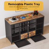 BOINN Large Dog Crate Furniture, 63 inch Heavy Duty Double Dog Crate with Divider, Extra Large Dog Kennel Furniture with Removable Trays for Medium Large Dogs BOINN