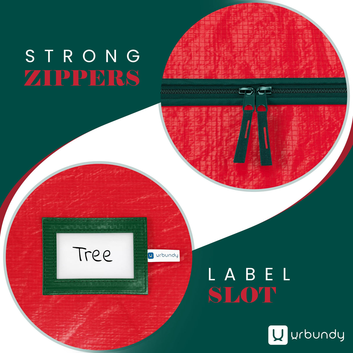 Heavy Duty Christmas Tree Storage Bag 7.5 Ft - Christmas Tree Bag Red - Tree Bags For Storage - Xmas Tree Storage Bag Holds 7.5 Ft Christmas Tree Bag For All Year Round Christmas Storage URBUNDY