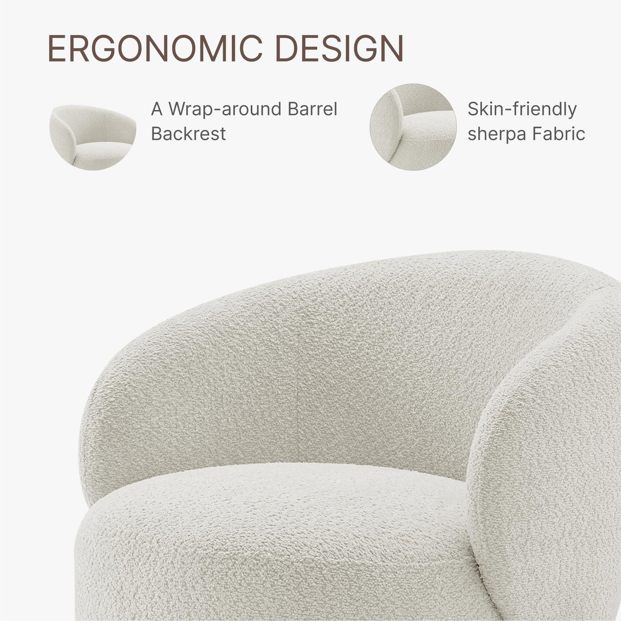 KISLOT Swivel Accent Chair Round Barrel Armchair Upholstered Performance Fabric for Living Room Bedroom Reading Waitingroom,2 PCS,Cream KISLOT