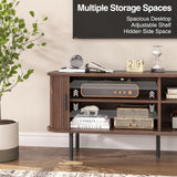 FiveWillowise 55" Mid Century Modern Fluted TV Stand for TVs up to 65 Inch, Gaming Entertainment Center with Tambour Slatted Sliding Doors, Media TV Consoles Table for Living Room, Walnut FiveWillowise