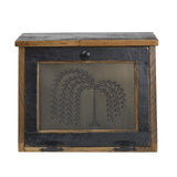 Amish Valley Products Rustic Wood Bread Box Large Kitchen Counter Storage Punched Willow Tin Primitive décor Interior Shelf Wooden Country Farmhouse Breadbox (Antique Black) AMISH VALLEY PRODUCTS