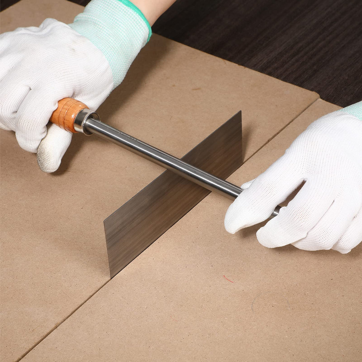 Therwen Card Scraper Burnisher and 6 Pcs Cabinet Scraper Set for Woodworking Card Woodworking Burnishing Tool Include 3 Rectangle 1 Gooseneck and Curved 1 Beveled Hand(Silver) Therwen