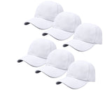 Gelante Plain Blank Baseball Caps Adjustable Back Strap Wholesale Lot 6 Pack - 001-White-6Pcs Gelante