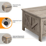 Yaheetech Lift Top Coffee Table, Square Farmhouse Coffee Table with Hidden Storage Compartment, Wood Center Table for Living Room, Home Office, Gray Yaheetech