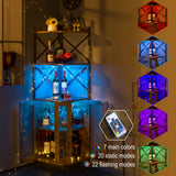 JKsmart Corner Bar Cabinet with LED Lights, 5-Tier Industrial Wine Bar Cabinet with Glass Holder, Farmhouse Liquor Cabinet with Adjustable Shelf, Home Bar for Coffee Bar Cabinet, Rustic Brown JKsmart