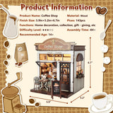 DIY Miniature House Kit, Coffee Shop Book Nook Kit, Mini Building Kit, Dollhouse Kit for Adults and Teens, 3D Wooden Puzzles with LED Light, Craft Kit for Family and Friends(Retro Coffee Shop) ANTREATU