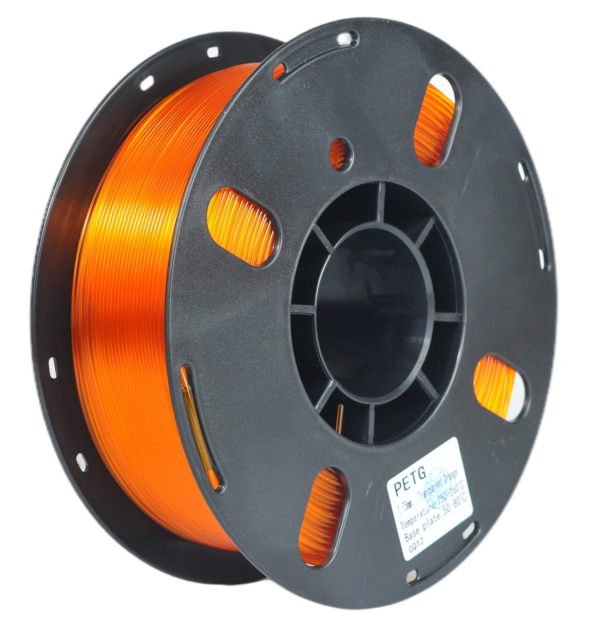 RANKI PETG Filament 1.75mm 3D Printer Filament, Dimensional Accuracy +/- 0.03 mm, 1kg Spool(Transparent Orange) RANKI
