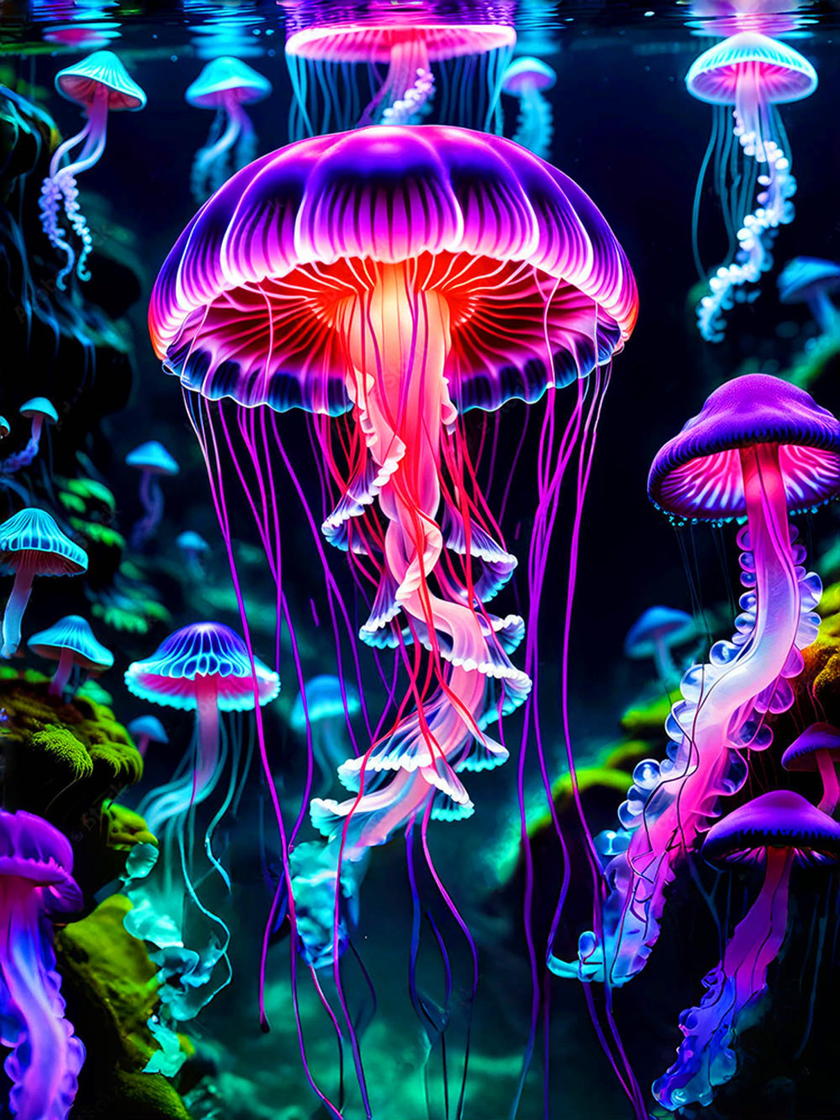 Zythron Diamond Painting Kits for Adults Glowing Jellyfish DIY 5D Diamond Art Kits Beginners Full Drill gem Art Crystal Craft Kits for Home Wall Art Bedroom Decor Gifts 12x16 inch Zythron