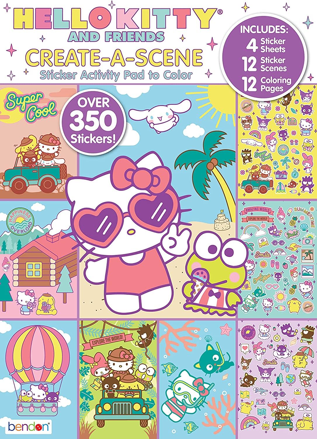Create a Scene Sticker Activity Books for Girls - Bundle with 2 Sticker Pads with 400+ Stickers Featuring Disney Princesses and Hello Kitty Plus Bonus Coloring Pages, More | Sticker Books for Girls Disney