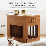 LIKEMET Dog Crate Furniture for Small Dogs, Wooden Dog Kennel with Drawer, Indoor Pet Crate End Table with 1.18-inch Tabletop, Decorative Pet Cage Dog House, Walnut LIKEMET