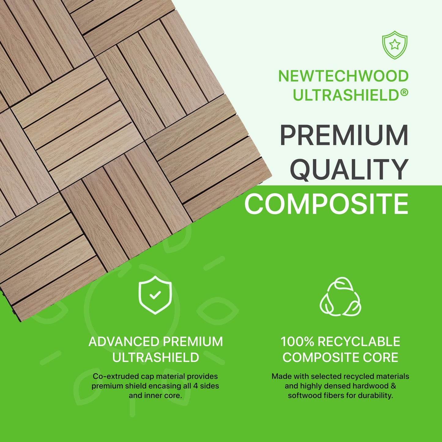 NewTechWood UltraShield Naturale 1 ft. x 1 ft. Quick Deck Outdoor Composite Deck Tile in Canadian Maple (10 sq. ft. per Box)