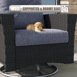 LayinSun 10 Piece Wicker Patio Furniture Set with Fire Pit Table, Classis Outdoor Conversation 360 Degree Swivel Chairs Set with Coffee Table LayinSun