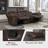 Lexicon Double Recliner Sofa for Living Room, Wall Hugger Manual Reclining Couch Sofa, Textured Microfiber Upholstered Dual Reclining Sofa, Home Theater Seating, Required Assembly, Dark Brown Lexicon