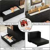 DalyLuxa Queen Size Multi-Functional Murphy Cabinet Bed with Charging Station, Farmhouse Queen Size Bed Frame with Drawer, Hidden Folding Murphy Bed Chest for Bedroom, Black DalyLuxa