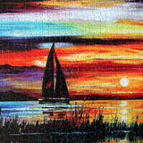 Moruska Sunrise Sailing Boat Puzzle for Adults 1000 Piece Wooden Jigsaw Puzzle Gradient Color Oil Painting Art Puzzles Difficult and Unique Moruska