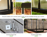 PaPaJet 8x14 FT Polycarbonate Greenhouse with Quick-Connect Fittings, Walk-in Large Aluminum Greenhouse with 2 Swing Doors, Winter Greenhouse for Outdoors Black PaPaJet