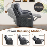 HAOMARKETS 2-Piece Electric Recliner Sofa Set with Charging Port, Include Single Power Reclining Chair and 3-Seater Reclining Sofa for Living Room, Dark Grey HAOMARKETS