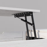 Wildhome 48" Farmhouse Lift Top Coffee Table with Charging Station,Foldable L-Shaped Cocktail Table with Hidden Storage Compartment,Lifting Tabletop and Storage Rack for Living Room,Office,White Wildhome