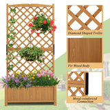 Safstar Raised Garden Bed with Trellis, Indoor & Outdoor Wood Elevated Plant Container with Diamond Shaped Trellis & Drain Hole, Above Ground Garden Bed for Vine Climbing Plants in Garden Balcony Yard S AFSTAR