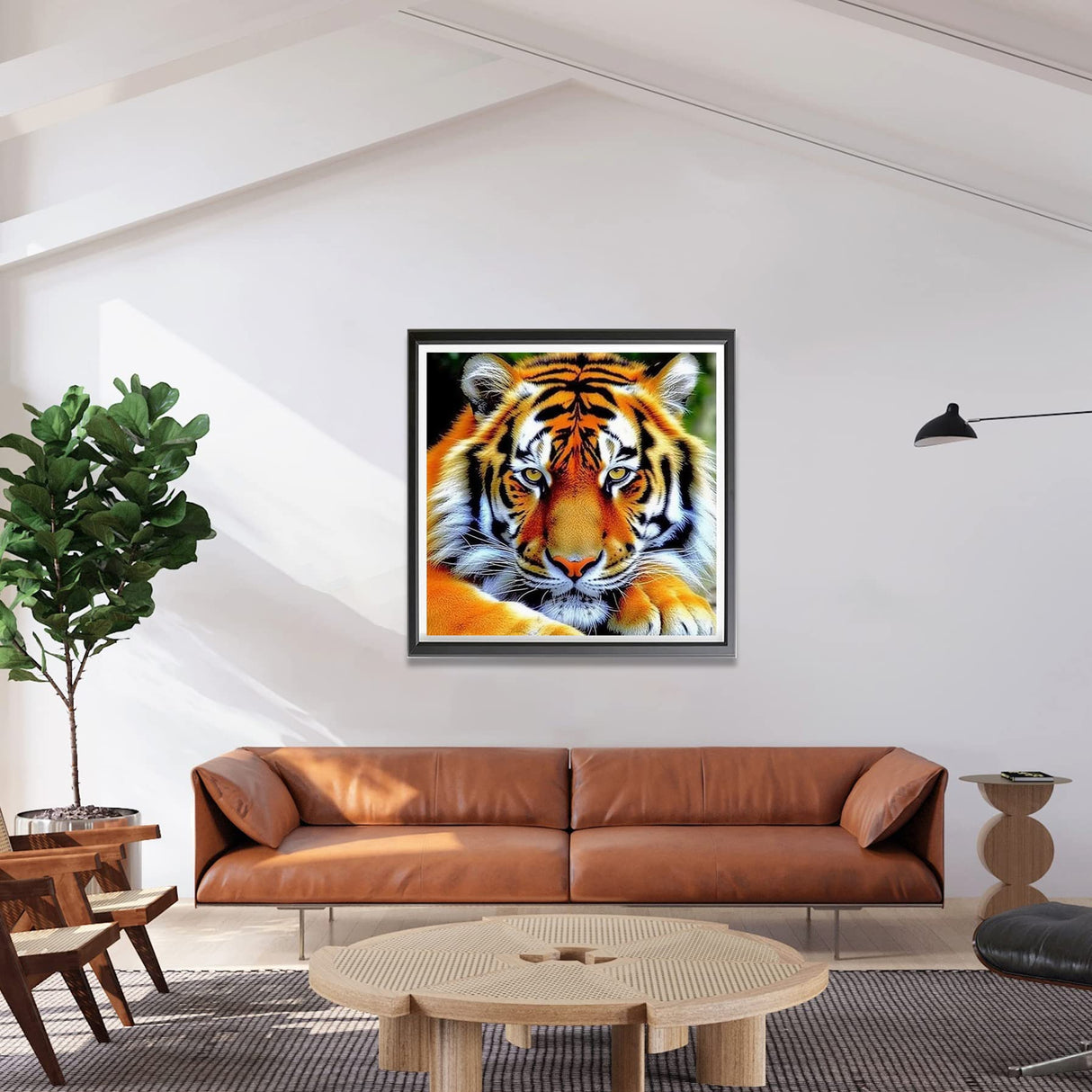 LOMSIOY DIY 5D Diamond Art Kits for Adults, Tiger Diamond Painting Kits for Beginner, Animal Diamond Art with Round Full Drill Rhinestone Crafts Gem Arts for Home Wall Decor 12 * 12 inch LOMSIOY