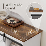 YESHOMY TV Stand for Televisions up to 65 Inchs, with Sliding Barn Doors and 4 Storage Drawers, Console Table and Media Furniture for Living Room, 58 Inch, Milk White YESHOMY