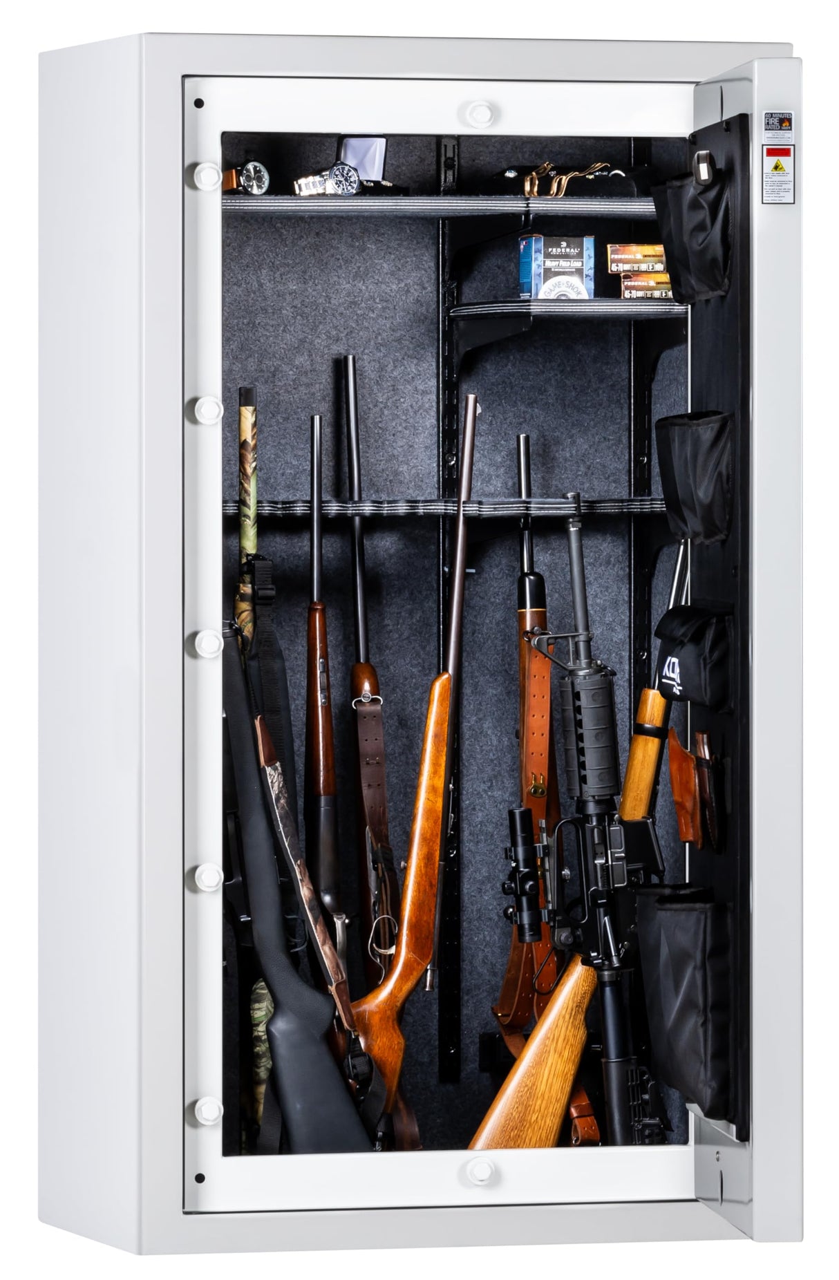 Kodiak Home Gun Safe for Rifles & Pistols | KGX5933W by Rhino Metals with New SafeX Security System | 41 Long Guns & 6 Handguns | 60 Minute Fire Protection | Gloss White Finish | 536lbs Kodiak