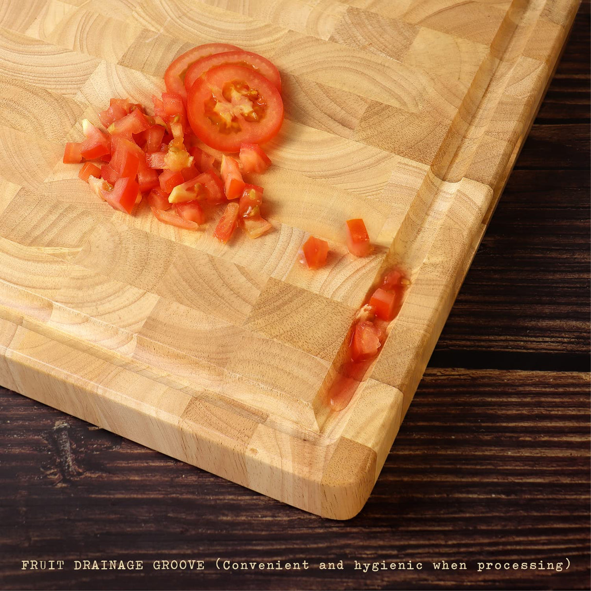 Cutting Board (17x13x1,5in) Wood Cutting Board, End Grain Cutting Board, Wooden Butcher Block, Chopping Board - Reversible Multipurpose For Kitchen FANICHI