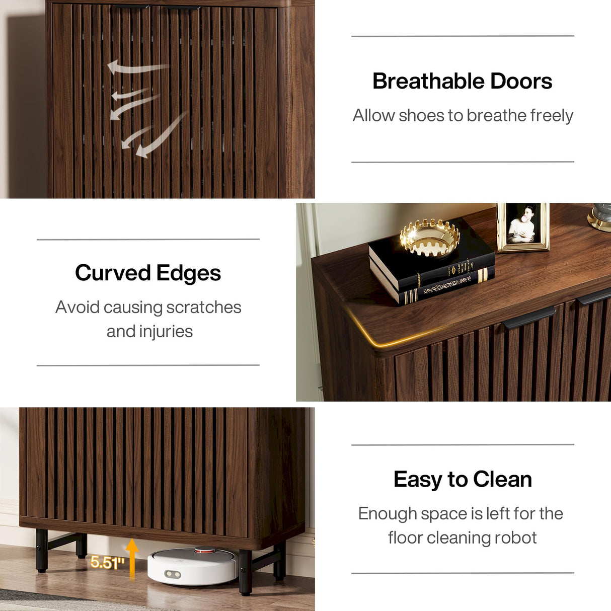 Tribesigns 6-Tier Shoe Cabinet with Louvered Doors, Large Wooden Shoe Storage Cabinet with Adjustable Shelves, Modern Freestanding Shoe Organizer Cabinet for Entryway, Hallway, Walnut (Dark Walnut) Tribesigns