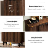 Tribesigns 6-Tier Shoe Cabinet with Louvered Doors, Large Wooden Shoe Storage Cabinet with Adjustable Shelves, Modern Freestanding Shoe Organizer Cabinet for Entryway, Hallway, Walnut (Dark Walnut) Tribesigns