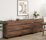 WAMPAT Dresser for Bedroom, Closet Organizers and Storage with 9 Drawers, Chest of Drawers with Metal Base, Wooden Modern Dresser for Living Room, Hallway, Entryway, Brown WAMPAT