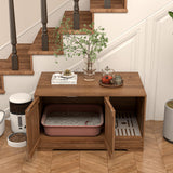 Cat Litter Box Enclosure Furniture, Hidden Litter Box Cabinet with Scratch Pad, Modern Wooden Cat House Washroom End Table for Living Room (Walnut) Athuiline
