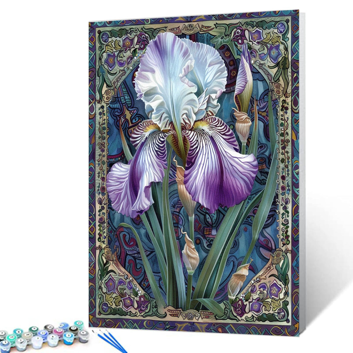 Tucocoo Christal White Iris Paint by Numbers Kit for Adult Beginner Purple Floral Patrern Paint by Numbers Flower Canvas Acrylic Paint Funny Home and Room Decor 16x20 Inch (No Frame) Tucocoo