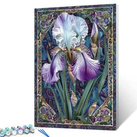 Tucocoo Christal White Iris Paint by Numbers Kit for Adult Beginner Purple Floral Patrern Paint by Numbers Flower Canvas Acrylic Paint Funny Home and Room Decor 16x20 Inch (No Frame) Tucocoo