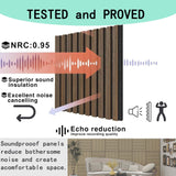 TRAIN2 ART 4 Pcs Wood Slat Acoustic Panels, 3D Fluted Wood Panel Sound Absorbing Panel for Wall and Ceiling, Decorative Sound Proof Panels Easy Installation (Walnut, 4pcs - 23.6 X 23.6 in) TRAIN2 ART