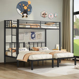 EYATZO Heavy Duty Triple Bunk Bed for Kids, Twin Over Twin Over Twin Bunk Bed, Metal 3 Bed Bunk Beds for Teens and Adults, No Box Spring Needed, Black EYATZO