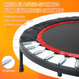 40"/48" Foldable Mini Trampoline for Adults 450/600 LB Rebounder Trampoline with Adjustable Foam Handle for Home Gym Small Exercise Trampoline for Indoor or Garden Workout TUYOHW