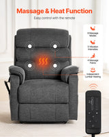 VEVOR Power Lift Recliner Chair, Dual Motor Lift Chair with Heat and Massage for Elderly, Infinite Position Adjustment Electric Recliner with 2 Anti-Fall Ropes (Medium, Dark Gray) VEVOR