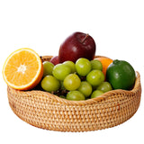 AMIDECOR Rattan Woven Fruit Basket, Natural Round Bread Basket, Decorative Fruit Bowl for Kitchen Counter, Kitchen Storage Baskets for Vegetables, Eggs,Snacks AMIDECOR