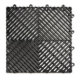 Big Floors RaceDeck Free-Flow Interlocking Garage Flooring Tiles, Non-Slip, Self-Draining, Heavy-Duty, High-Impact Copolymer, Easy Install (48 Pack), Black Big Floors