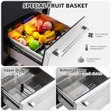 Garvee 24 Inch Outdoor Drawer Fridge, Counter Double Drawer Beverage Refrigerator, 5.2 Cu.Ft. Weather Proof Stainless Steel Built-in Fridge for Residential Commercial Use Black Garvee