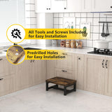 Step Stools for Adults Kids, Sturdy Wooden Stepping Stools with 450LB Capacity, Anti-Slip Bed Steps Stool for High Beds, Foot Stool One Step Stool for Kitchen Bathroom Bedroom, Rustic Brown STAFOPO